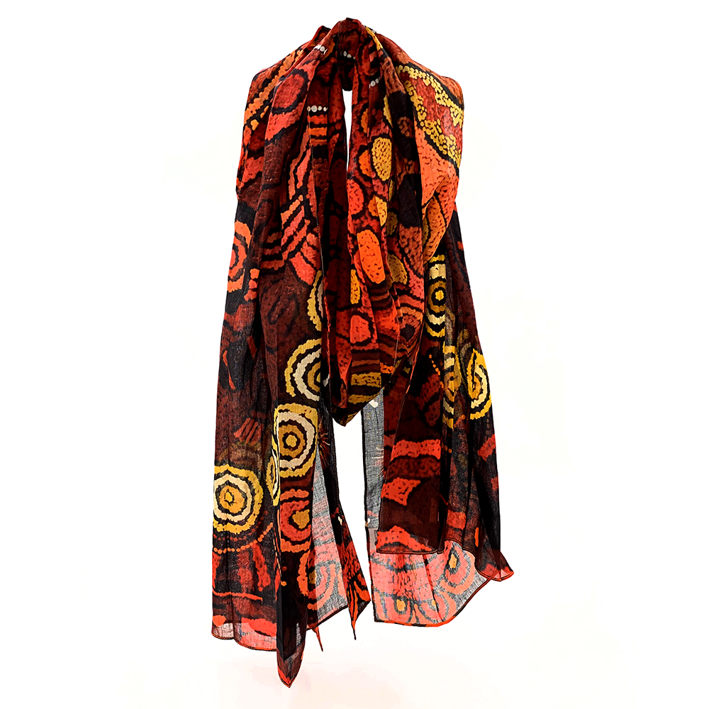 Damien Yilpi Marks Aboriginal art scarf Songlines Darwin
