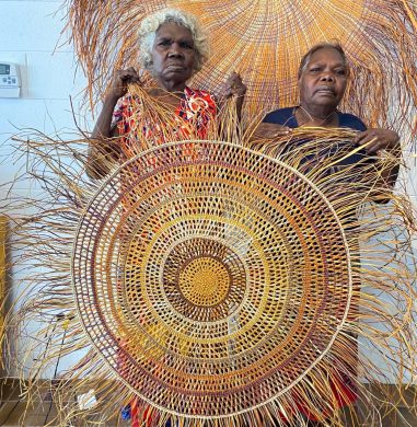 Betty and Joy Songlines pandanus weaving workshop Darwin