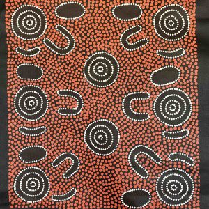 Cynthia Johnson painting dots desert Warlpiri Yuendumu Aboriginal Songlines Darwin