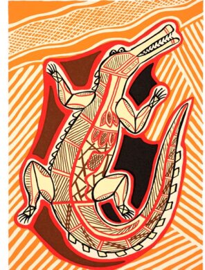 シルクスクリーン作品　直筆サインあり doris gingingara Doris Gingingara - Crocodile - Dry Season - Songlines Australia