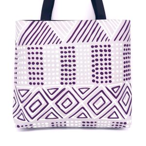 Frida tote made with hand printed fabric designed from Bima Wear and made by Flying Fox Fabrics