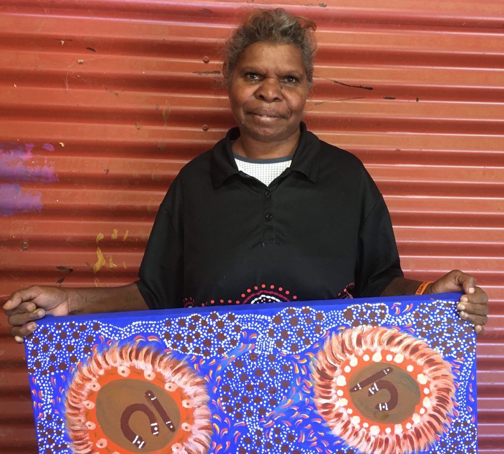 Janet Lane papulankutja Seven Sisters NPY Lands Aboriginal art dot Songlines Darwin flying Fox Fabrics