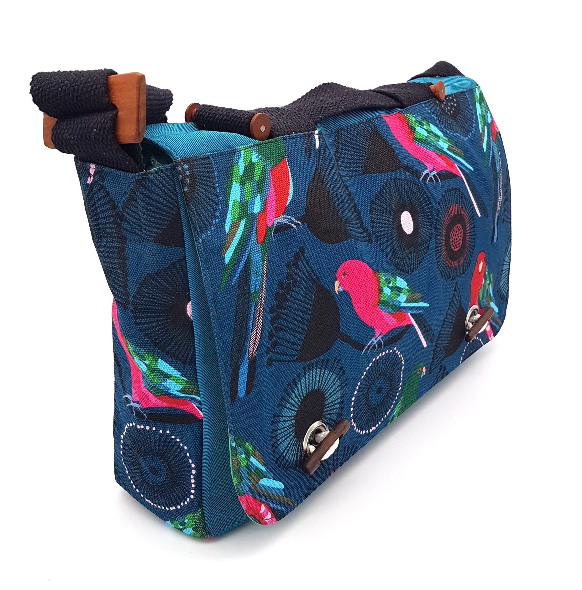 Jules satchel Parrot Side bag Flying Fox Fabrics Songlines Darwin