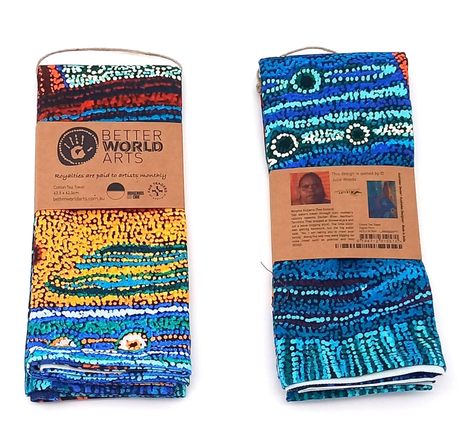 Tea Towel Two Sisters Songlines Australia Aboriginal Art Darwin