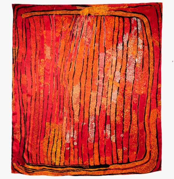 Silk Scarf - My Country by Aboriginal artist Naata Nungarrayi made by One of Twelve and available from Songlines Art Gallery in Darwin