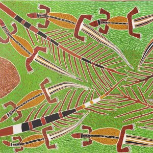 Djambu Barra Barra Water Goannas painting Aboriginal artist Ngukurr Songlines Arts
