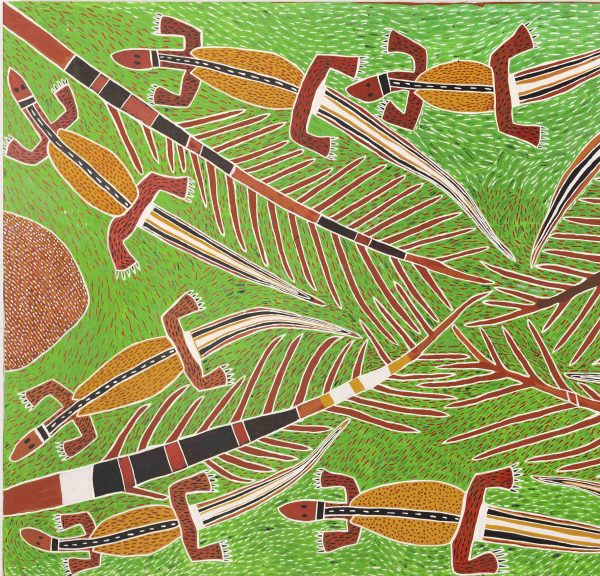 Djambu Barra Barra Water Goannas painting Aboriginal artist Ngukurr Songlines Arts