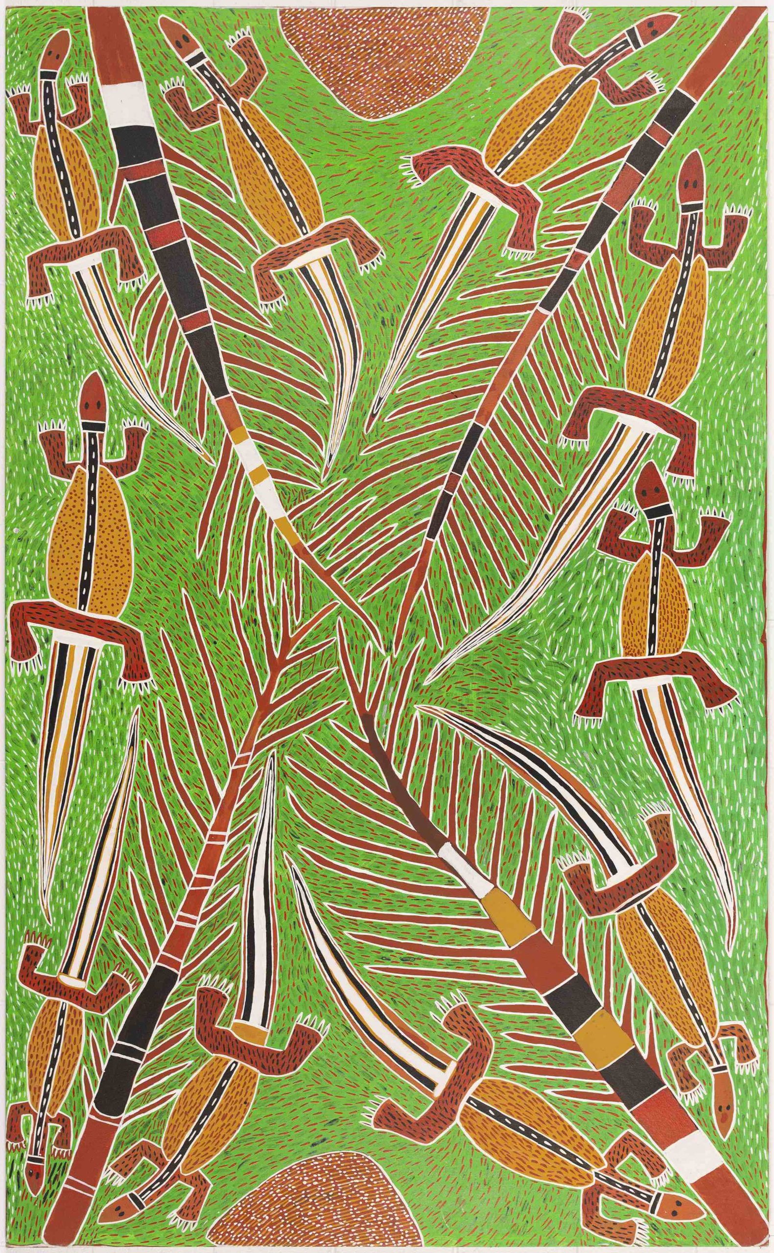 Djambu Barra Barra water goannas Aboriginal artist Ngukurr Songlines Gallery Darwin