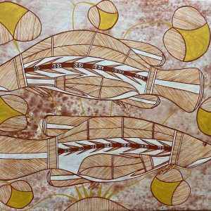 Shaun Namarnyilk Aboriginal artist Barramundi Songlines Darwin painting