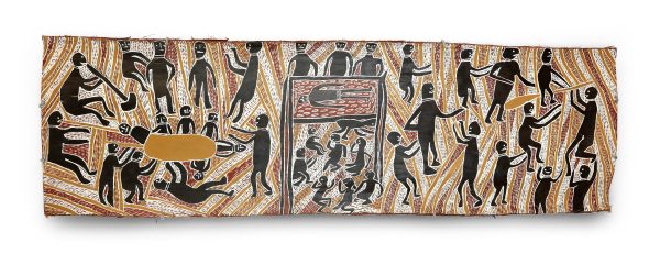 Dhuwarrwarr Marika Aboriginal artist bark painting Buku Larrnggay Songlines Darwin