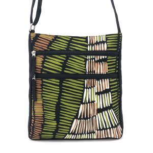 Kieren Karritpul baskets fabric design Delia Bag at Songlines Darwin